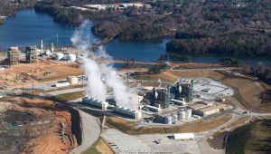 Coal Ash Pits at Duke Energy Asheville Combined Cycle Plant Aerial View