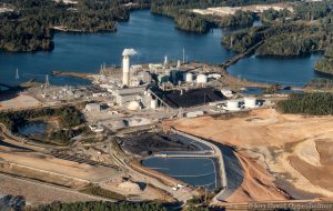 Duke Energy Asheville Plant - Coal Burning Power Plant at Lake Julian Aerial