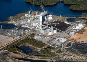 Duke Energy Asheville Plant - Coal Burning Power Plant at Lake Julian Aerial