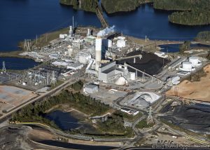 Duke Energy Asheville Plant - Coal Burning Power Plant at Lake Julian Aerial