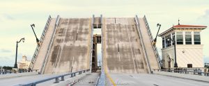 Flagler Memorial Bridge Raised Drawbridge in West Palm Beach, Florida