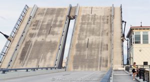 Flagler Memorial Bridge Raised Drawbridge in West Palm Beach, Florida