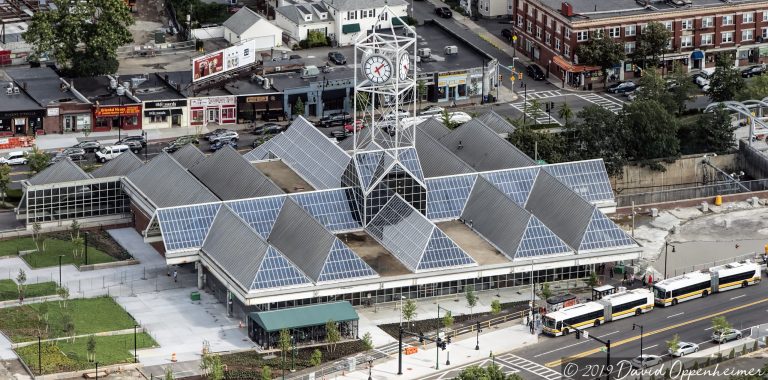 Forest Hills Station in Jamaica Plain Massachusetts Aerial