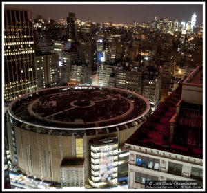 Madison Square Garden Aerial View at Night