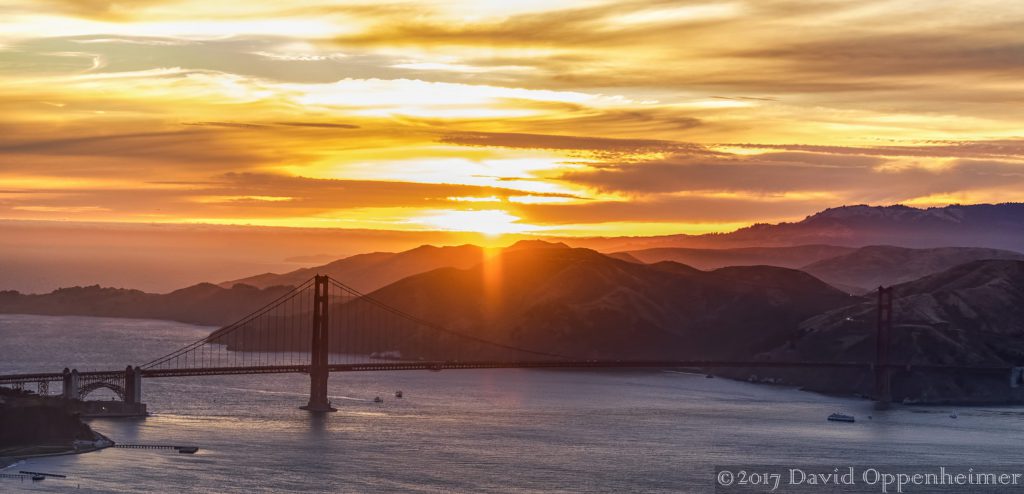 Golden Gate Bridge and San Francisco Bay at Sunset