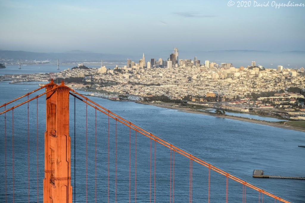 Golden Gate Bridge and San Francisco Skyline Aerial View