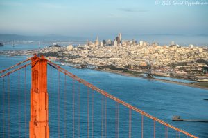 Golden Gate Bridge and San Francisco Skyline Aerial View