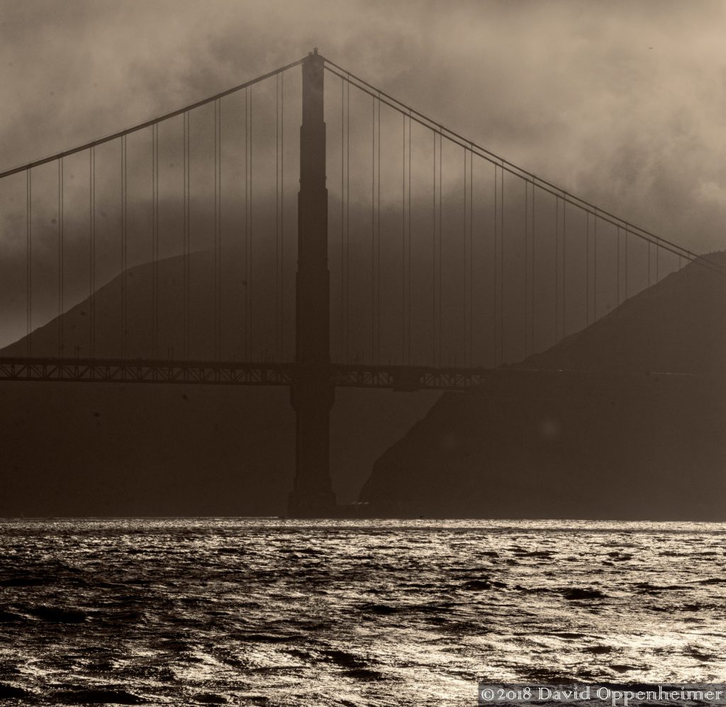 Golden Gate Bridge in the Fog, Black and White, San Francisco, California