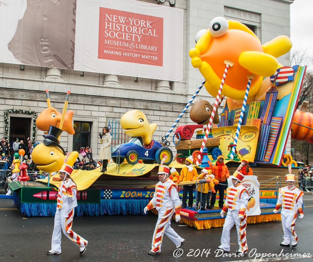 Lucy Hale on Goldfish on Parade float by Pepperidge Farm at Macy’s Thanksgiving Day Parade