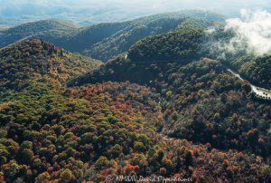 Graveyard Fields 418 420 Blue Ridge Parkway autumn colors mountains aerial view 7175