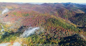 Graveyard Fields 418 420 Blue Ridge Parkway autumn colors mountains aerial view 7214