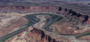 Canyonlands National Park Aerial View of Fort Bottom Ruin and Bighorn Mesa in Labyrinth Canyon on the Green River