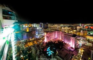 High Roller Wheel at The LINQ and Las Vegas Skyline at Night