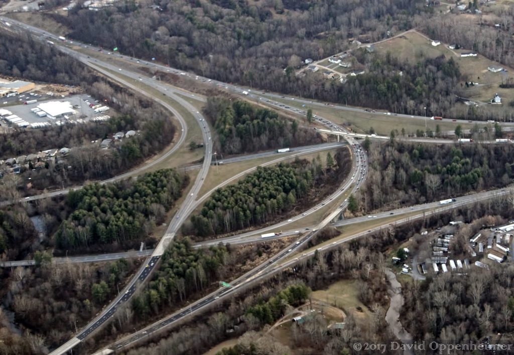 Interstate 26 and Interstate 40 Interchange in Asheville, North Carolina Aerial Photo
