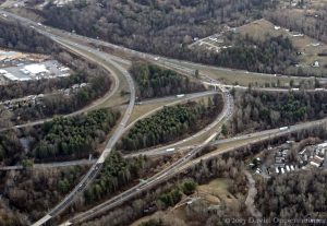 Interstate 26 and Interstate 40 Interchange in Asheville, North Carolina Aerial Photo