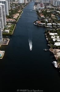 Intracoastal Waterway in Golden Beach, Florida Aerial View