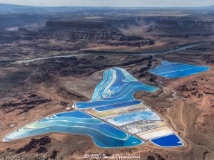 Intrepid Potash Evaporation Ponds Aerial View in Moab, Utah