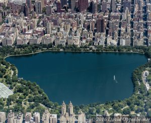 Jaqueline Kennedy Onassis Reservoir in Central Park in New York City Aerial View