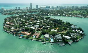 La Gorce Island Private Island Estates in Miami Beach Aerial View