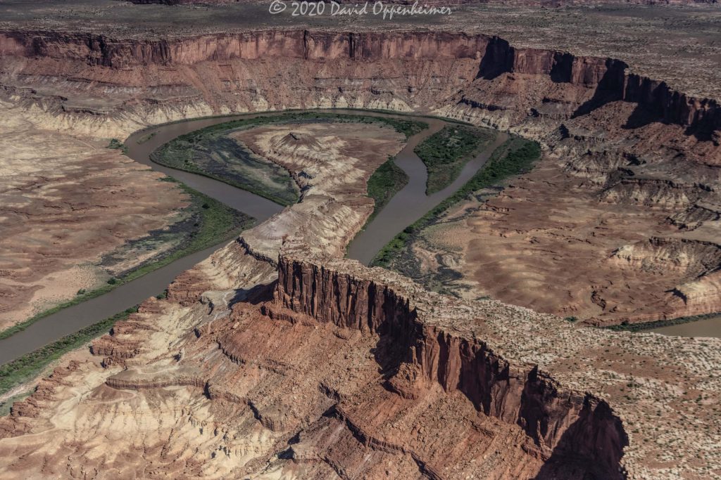 Canyonlands National Park Aerial View of Fort Bottom Ruin and Bighorn Mesa in Labyrinth Canyon on the Green River