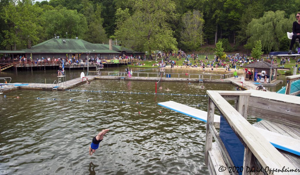 Diving into Lake at LEAF Festival in Black Mountain