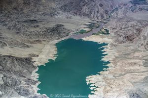 The Colorado River Flowing Into Lake Mead on the Nevada Arizona Border Aerial View