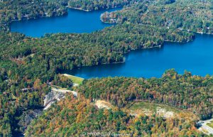 Lake Toxaway and Toxaway Falls in North Carolina Aerial View