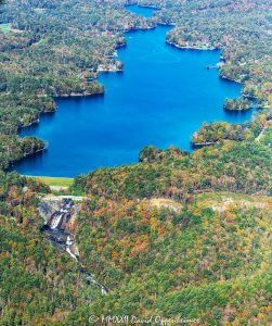 Lake Toxaway and Toxaway Falls in North Carolina Aerial View