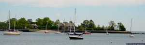 Larchmont Harbor and Manor with Sailboats