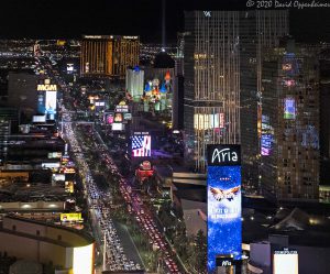 Las Vegas Strip at Night Aerial View