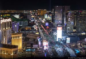 Las Vegas Strip at Night Aerial View