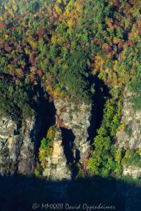 Linville Gorge Wilderness with Autumn Colors in the Mountains of Western North Carolina Aerial View