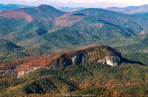 Looking Glass Rock Pisgah National Forest autumn colors aerial view 6789