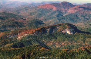 Looking Glass Rock Pisgah National Forest autumn colors aerial view 6802