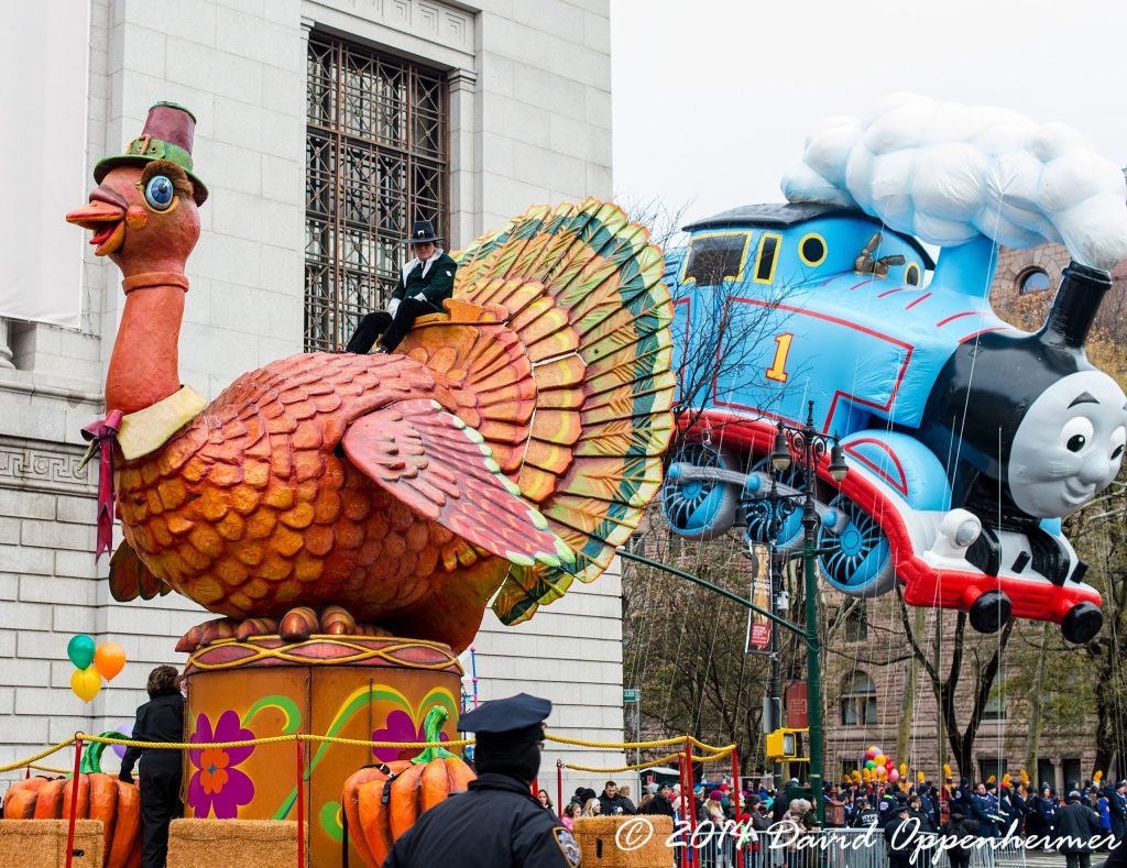 Tom Turkey Float and Thomas the Tank Engine Balloon at Macy’s Thanksgiving Day Parade