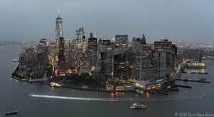 Manhattan - Skyline of New York City Night Aerial View