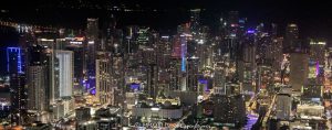 Downtown Miami Skyline at Night Aerial View