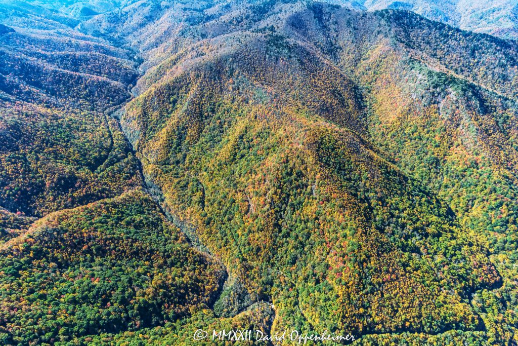 Sunburst Falls and Fork Ridge in Middle Prong Wilderness in Haywood County NC Aerial View