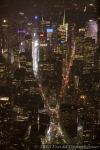 Midtown West Manhattan Skyline Aerial at Night