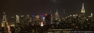 Midtown West Manhattan Skyline Aerial at Night