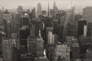 Midtown Manhattan - Times Square Aerial Black and White Photo
