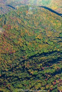 Blue Ridge Mountains in Western North Carolina with Autumn Colors Aerial View