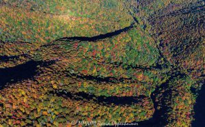 Autumn Colors off of the Blue Ridge Parkway in the Mountains of Western North Carolina Aerial View