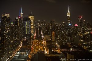 Midtown Manhattan Skyline Aerial at Night