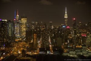 Midtown Manhattan Skyline Aerial at Night