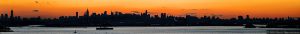 New York City Skyline Silhouette at Sunset