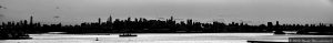 New York City Skyline Silhouette at Sunset in Black and White