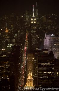 Skyline of New York City - Manhattan Night Aerial