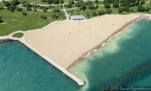 Oakwood Beach in Burnham Park in Chicago Aerial Photo