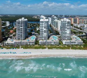 Oceania Condo Towers on Sunny Isles Beach Aerial View